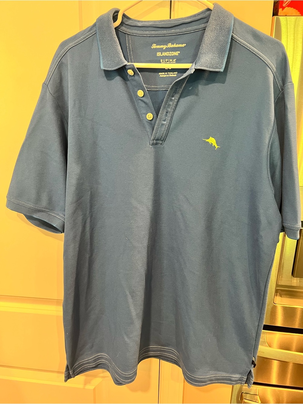 Tommy Bahama IslandZone Supima Polo Shirt Mens Large Blue Short Sleeve Marlin